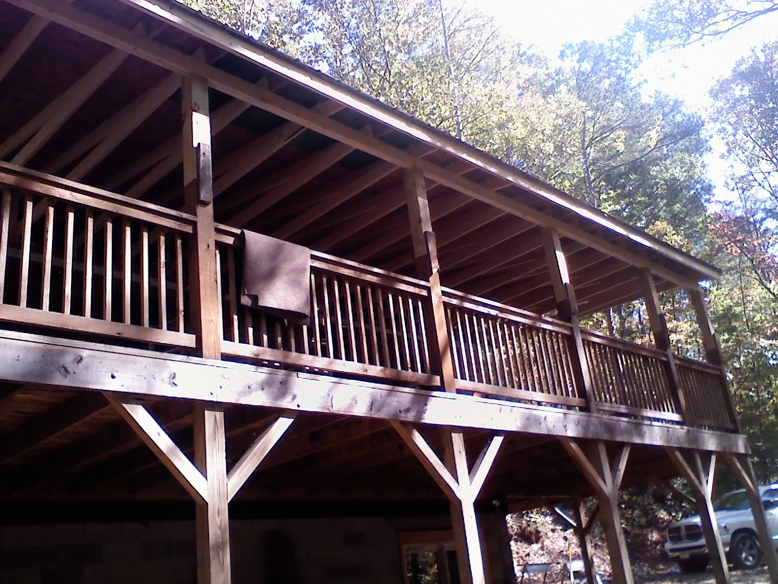 Timber framing under a new elevated porch and deck — Roof Leak Repair in Hankinson by Roofing Brothers